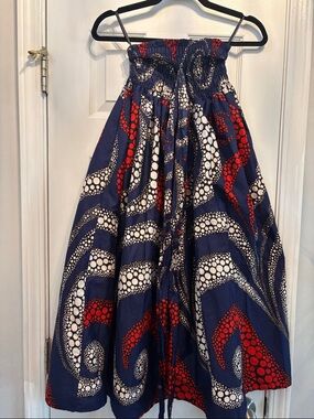 Strapless Navy, Red & White Summer Dress
